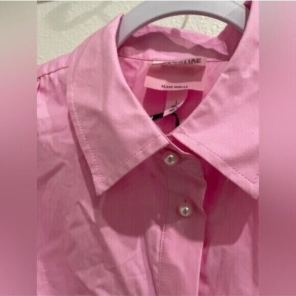 New Future Collective Lace Up Pink Top Coquette Button Grunge Cut Out Top - Picture 5 of 7